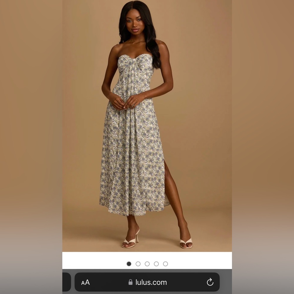 Lulus floral strapless midi dress - size M - never worn tags on